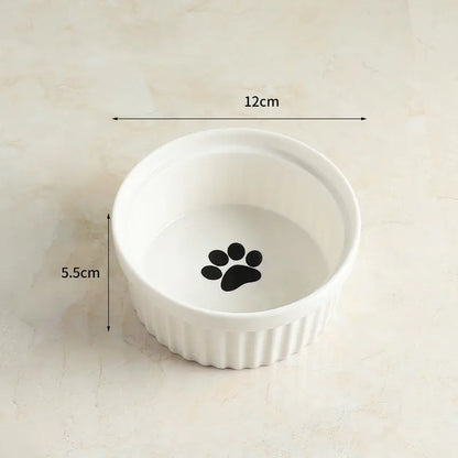 Ceramic Cat Bowl with Iron Stand
