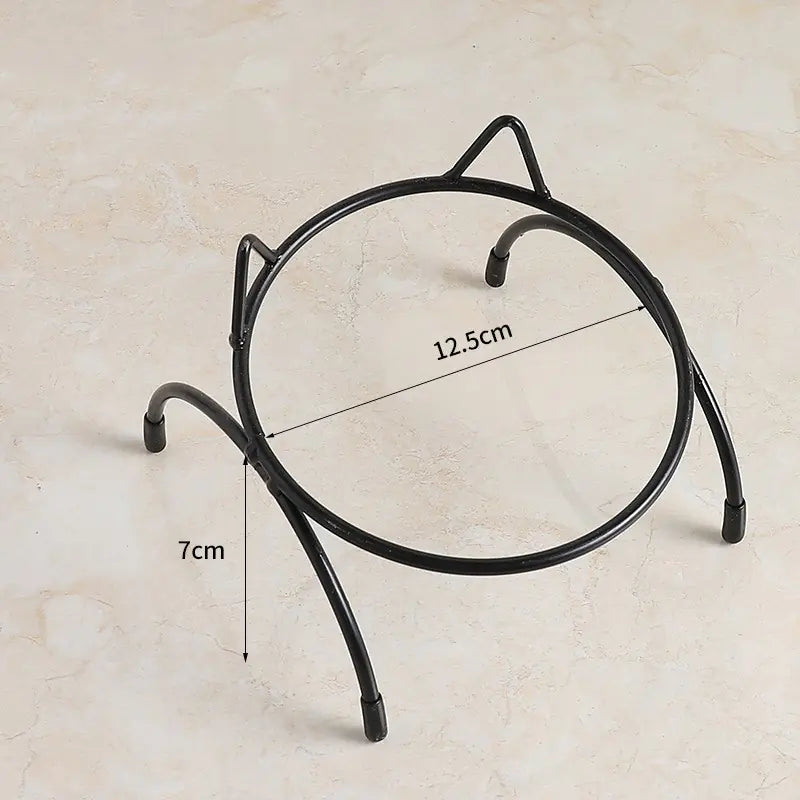 Ceramic Cat Bowl with Iron Stand