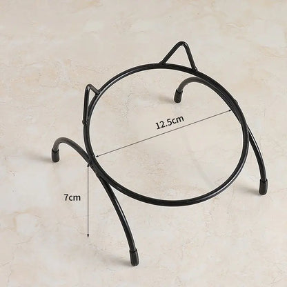 Ceramic Cat Bowl with Iron Stand