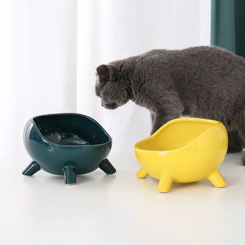 Ceramic Cat Bowl with Neck Support