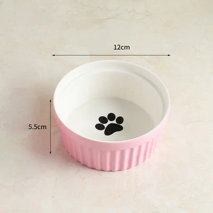 Ceramic Cat Bowl with Iron Stand
