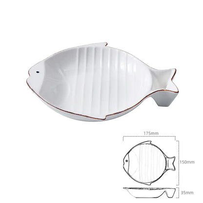 Fish-Shaped Ceramic Cat Food Feeding Bowl