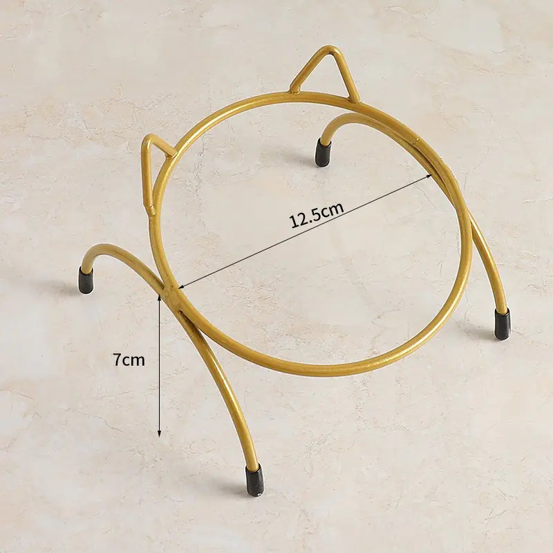 Ceramic Cat Bowl with Iron Stand