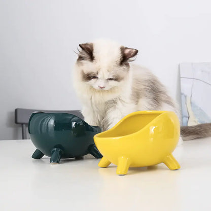 Ceramic Cat Bowl with Neck Support