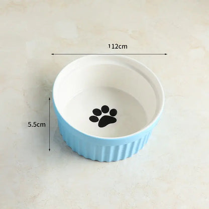 Ceramic Cat Bowl with Iron Stand